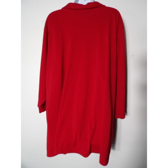 Venezia 3X 26/28 Red Blouse Button Collar Slinky Polyester Career Business NWT - Picture 4 of 9